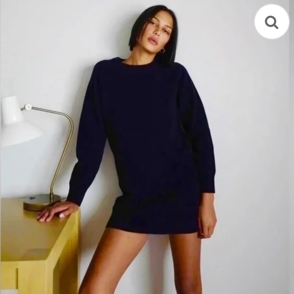 Thakoon Wool Sweater Mini Dress Crewneck Long Sleeve Midnight Navy Blue - Picture 4 of 9